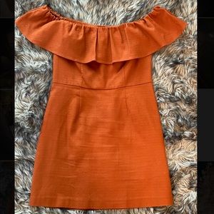 Kendall & Kylie Mini Orange Off Shoulder Dress!